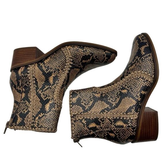 Chelsea & Violet Lucy Python Print Leather Ankle Boots Brown Womens Size 6.5 - Picture 6 of 11